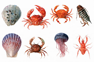 hand paint scientific watercolor animal illustrations