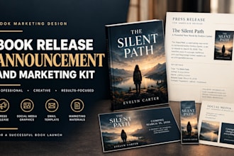 design a professional book release announcement and marketing kit