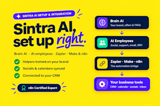 set up sintra ai employees and connect them to zapier, make or n8n