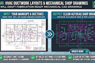 draft hvac ductwork layouts and mechanical shop drawings in autocad