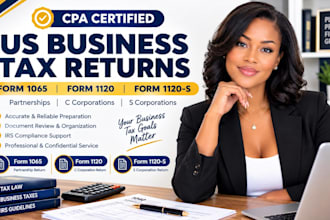 prepare US business tax returns for forms 1065, 1120 and 1120s