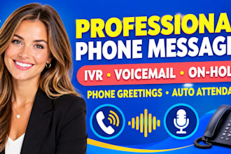 record your voicemail IVR phone system voice over male, female voice over hold