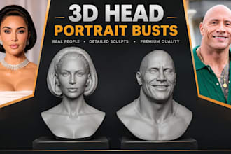 sculpt realistic 2d photo to 3d head bust likeness model stl 3mf obj 3d printing