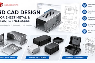 do 3d cad design for sheet metal and plastic enclosure design in solidworks