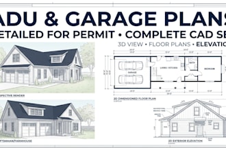 create US adu, garage conversion and backyard home plans for city permit