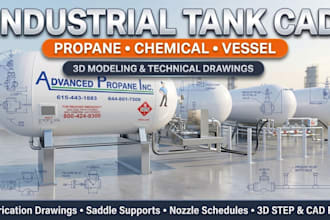 design company propane tank cad modeling, chemical storage tank, vessel tanks
