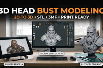 convert 2d image to 3d realistic model 3d head bust stl 3mf for 3d printing