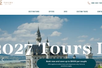 design a travel agency website, tourism website or tour booking website