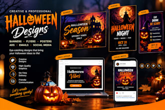 design halloween sale banners and flyers