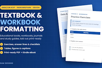 do textbook formatting, workbook design and educational book layout for KDP