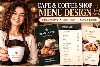 design cafe menu, coffee shop menu and bakery price list in canva