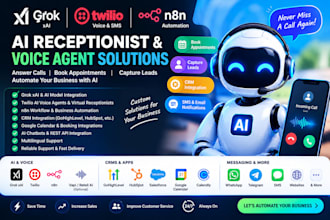 grok ai receptionist xai voice agent twilio ivr n8n CRM workflows grok bot api
