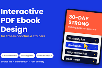 design an interactive PDF fitness coaches ebook with links and clickable menu