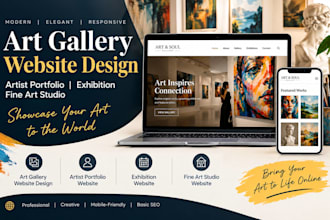 art gallery website, artist portfolio website exhibition fine art studio website