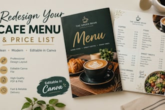 redesign your cafe menu and canva price list layout