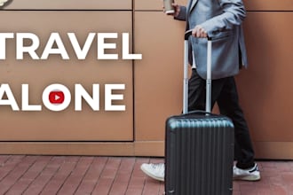 design catchy solo travel and vlog youtube thumbnails