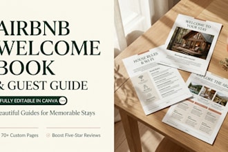 design an editable canva airbnb welcome book and guest guide