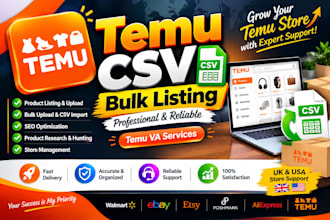 be your temu virtual assistant for product listing and store management, VA