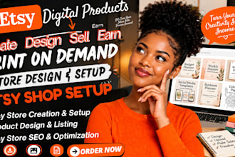 design etsy printify on demand store, etsy shop promotion, store overhaul