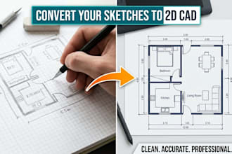 convert hand sketch or PDF into a 2d cad floor plan