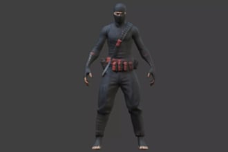 ninja character for game,metaverse,accurig rig for ue,unity,pbr map,humanoid rig