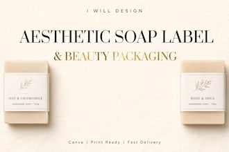 design aesthetic soap label packaging and logo for beauty brand