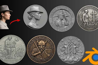 sculpt custom 3d coin, challenge coin and bas relief medallion stl for printing