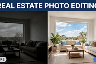 do real estate photo editing hdr sky replacement color correction
