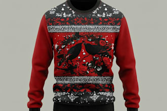 create ugly christmas sweater and tshirt design