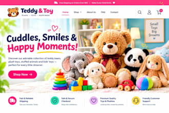 design teddy bear shopify plush toy stuffed animal store kids toy website