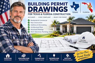 design building permit drawings for texas and florida construction
