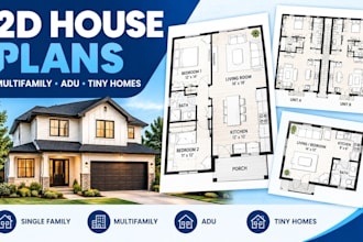 design 2d house plans and multifamily floor plans for adus and tiny homes