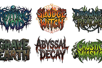 create a dark sludge metal band logo