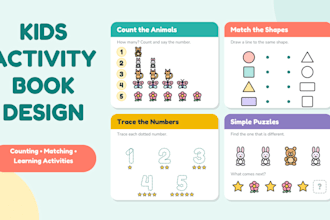 design kids activity books and printable worksheets