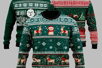 create t shirt and ugly christmas sweater design