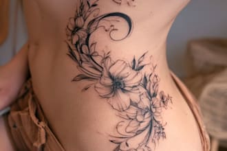 draw custom fine line nature tattoos