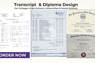 design college transcript, high school transcript, diploma and ged certificates