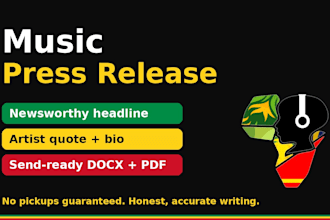 write a professional music press release for your song or album