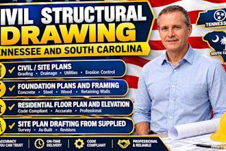 prepare civil and structural drawing in tennessee and south carolina