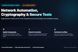 develop secure network tools, cryptography, and automation in python and go