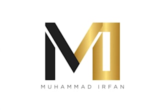 luxury 3d gold mi monogram logo design for your brand
