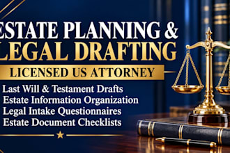 draft comprehensive trust, last will and testament document as estate lawyer