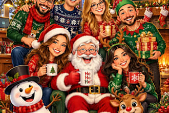 draw christmas cartoon caricature