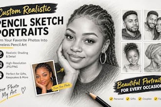 draw a realistic pencil sketch portrait from your photo