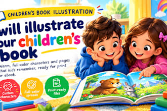 illustate children story book illustration, children story, book illustration