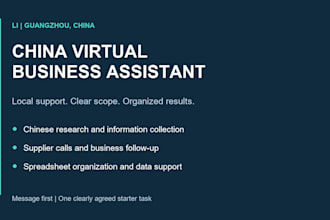 be your china virtual assistant for research and business support