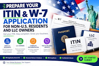 prepare your itin w7 application for non US residents and llc owners