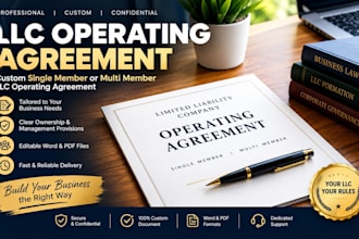 draft a custom single member or multi member llc operating agreement