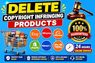 remove copyright infringements products listings etsy,shopify,aliexpress by dmca