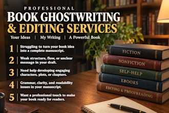 be your book ghostwriter for fiction and professionally edit your book or ebook